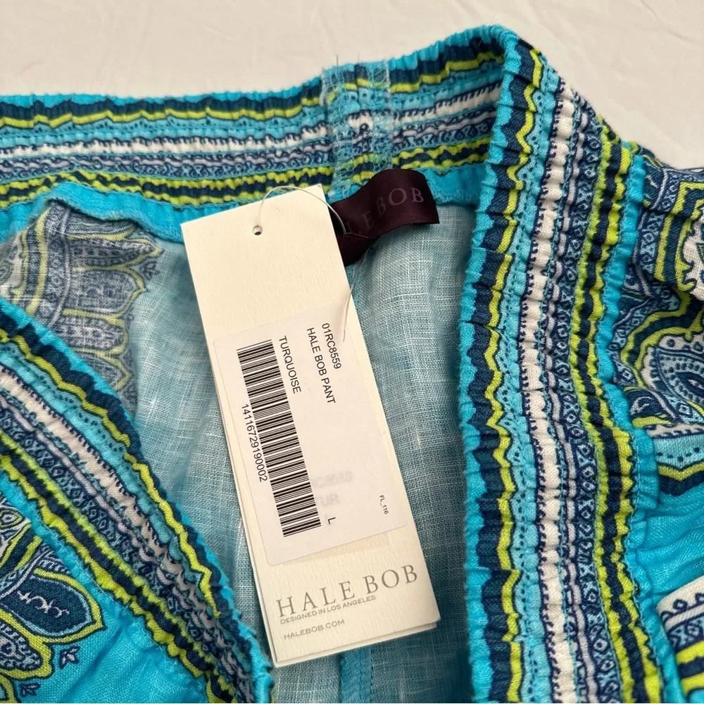 Hale Bob turquoise multicolor boho elastic waist linen pants - Picture 15 of 15